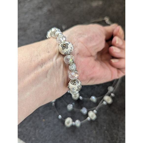 Vintage Crystal Necklace With Bracelet See Photos No Markings . - Picture 3 of 7